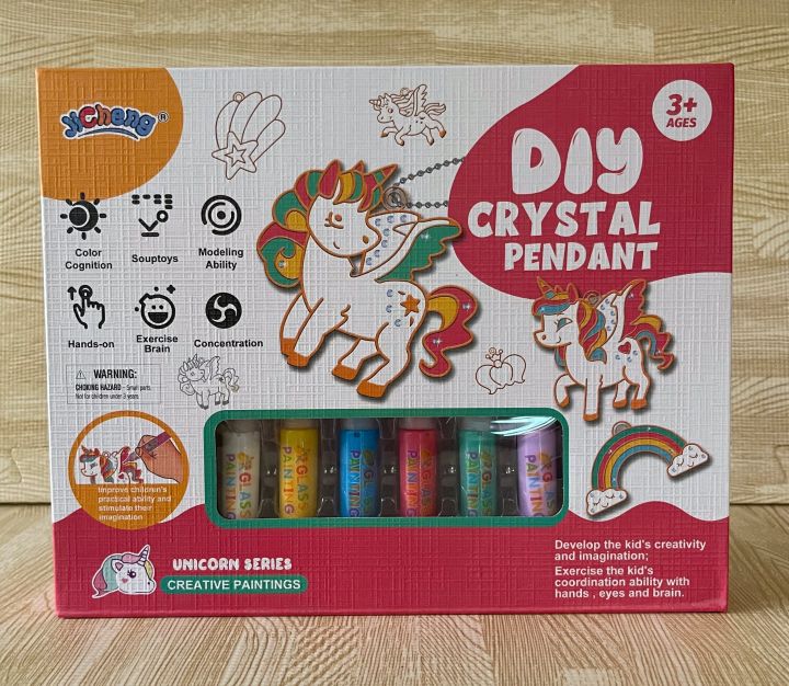 diy-งานฝีมือ-ของเล่น-สร้างสมาธิ-ทำเป็น-tag-ห้อยกระเป๋า-พวงกุญแจ-จำนวน-6-ชิ้น-6-สี-ages-3-diy-crystal-pendant