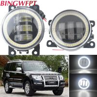 ไฟตัดหมอกแสงไฟรถ LED วิ่งเวลากลางวันแบบมีตานางฟ้า DRL 12V 2ชิ้นสำหรับ Mitsubishi Pajero 4 /Iv Van กล่อง V90 V80 2007-2015