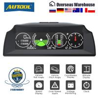 AUTOOL X90 GPSOBD2 Speed PMH KMH Slope Meter Inclinometer Car Compass HUD Pitch Tilt Angle Protractor Clock Latitude Longitude