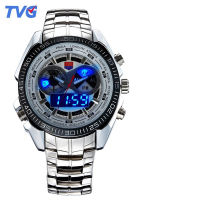 Men Watches waterproof Quartz Watch Double display Sport TVG Brand Digital LED Military writewatch Stainless Steel Male Clock