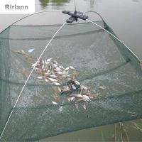 RIRIANN Minnow ไนลอนอุปกรณ์ตกปลาตาข่ายดักสัตว์น้ำ6060ซม. พับได้กรงดักปลากรงตาข่ายจับกุ้งหล่อตาข่ายแหตกปลา