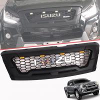 กระจังหน้า หน้ากระจัง มีไฟ LED สีเหลือง โลโก้โครเมี่ยม รุ่น อีซูซุ ดีแม็กซ์ ISUZU D-MAX DMAX ปี 2015 - 2019 สีดำด้าน 1 ชิ้น