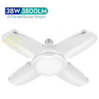 หลอดไฟ LED ใบมีดพัดลม38W,โคมไฟ Led ขนาดเล็ก4 + 1ใบไฟโรงรถเปลี่ยนรูปได้ไฟ Led 3800LM ดวงไฟเพดานโรงรถพัดลมพับได้หลอดไฟ LED