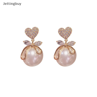 Jettingbuy】เซลแฟลชเซ็ตไข่มุกปลอมสแตนเลสสำหรับผู้หญิง1คู่จี้ต่างหูสตั๊ดเรียบง่ายเข้ากับทุกชุด