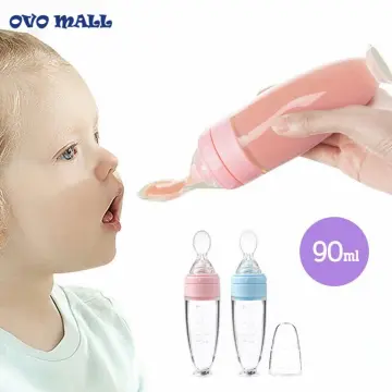 Infant Food Dispensing Spoon Silicone Squeeze Feeding Bottle Baby Food  Feeder Newborn Tableware Tools, 90ml