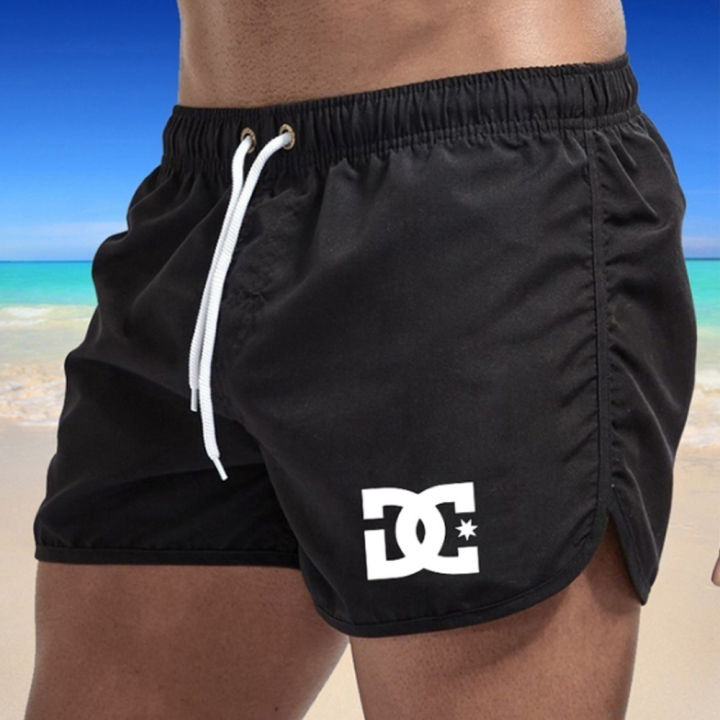 mens-summer-newest-sports-four-points-shorts-fashion-solid-color-elastic-lace-up-pants-dc-printed-casual-male-beach-sweatpants