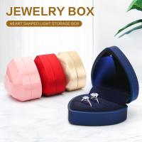 Heart Lamp Ring Case Jewelry Box LED Light Jewelry Holder Necklace Earring Storage Box Packaging Gift Holder Case