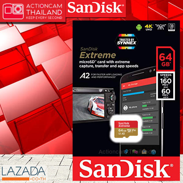 sandisk-micro-sd-card-extreme-64-gb-a2-รุ่นใหม่-sdxc-classu3-อ่าน-160mb-s-เขียน-60mb-s-sdsqxa2-064g-gn6mn-ไมโครเอสดีการ์ด-แซนดิส-เมมโมรี่-ใส่-แท็บเล็ต-โทรศัพท์-มือถือ-สมาร์ทโ