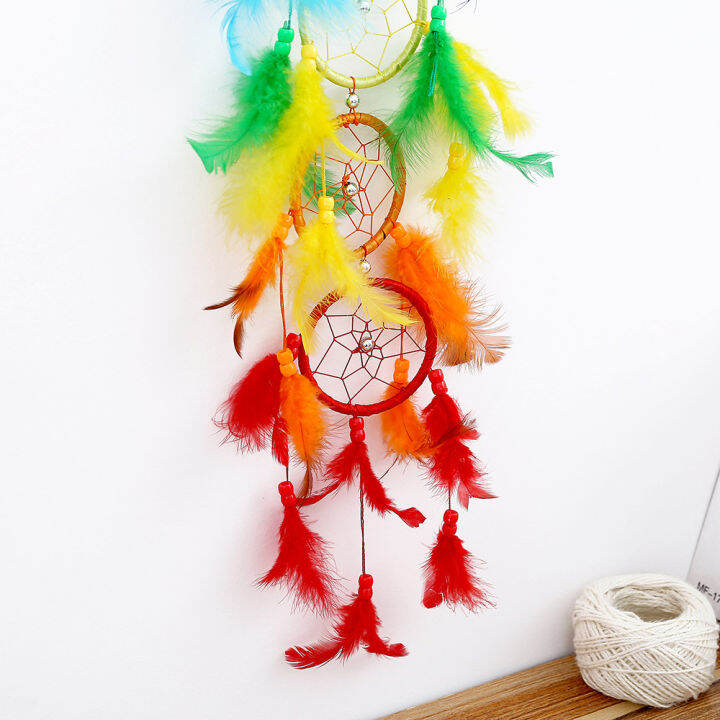 rainbow-feather-dreamcatcher-dream-catcher-decorative-ตาข่ายขนนกดักฝัน-สีรุ้ง-ขนนก-ดักฝัน-ตาข่ายดักฝัน-ตาข่ายขนนก-ขนนกสีรุ้ง-เครื่องดักฝัน-ที่จับฝัน-ดักจับฝัน