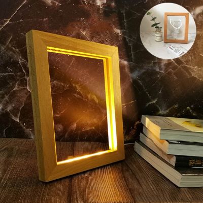 3D Visual Wooden Night Light LED Photo Frame Camera Image Lamp Bedroom Bedside Decoration Creative Gifts