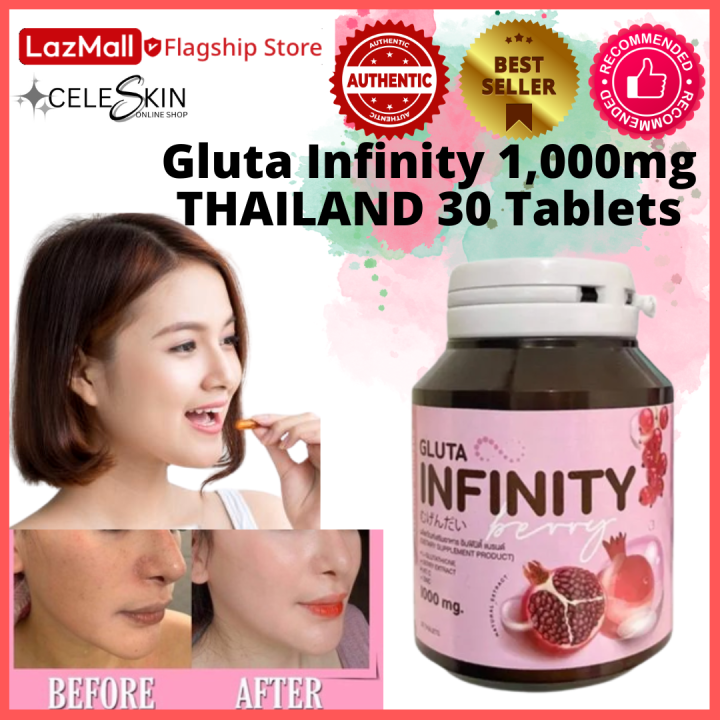 🔥 Gluta Infinity 1,000mg THAILAND 30 Tablet (Pinkish White Dewy Skin ...