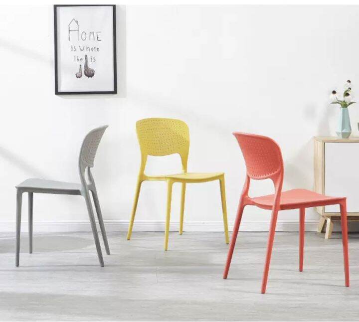 Plastic Chair Backrest Dining Table and Chair Thickened Simple Modern