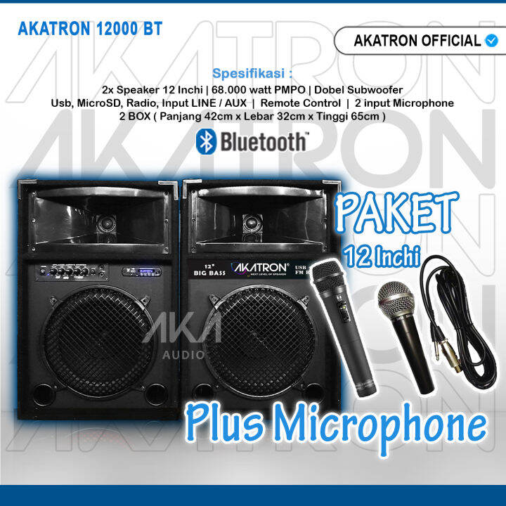 Paket Mic Speaker Aktif Akatron Inchi Bluetooth Subwoofer Lazada Indonesia