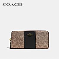 COACH กระเป๋าสตางค์ขนาดยาวมีซิบผู้หญิงรุ่น Slim Accordion Zip Wallet In Colorblock Signature Canvas สีหลากสี 73739 B4OOH