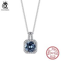 ORSA JEWELS Blue Crystal Necklace For Women 925 Silver Pendant Necklace Female Exquisite Romantic Fine Jewelry Necklace SWN01