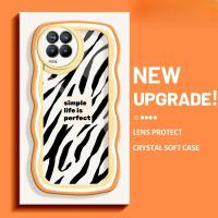 เคสสำหรับ Realme 8 Realme 8 Pro ลายม้าลายมีสไตล์ใหม่ฝาครอบป้องกันขอบเคสโทรศัพท์แบบใสสีครีม