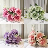 【DT】 hot  5 big flower heads beautiful peony flower silk flower high quality artificial flower family garden party wedding decoration DIY