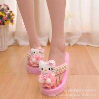 Sandals flip-flops female sponge Xia Hou bottom fashion tide Kitty Kitty gem diamond pearl beach shoes wedges