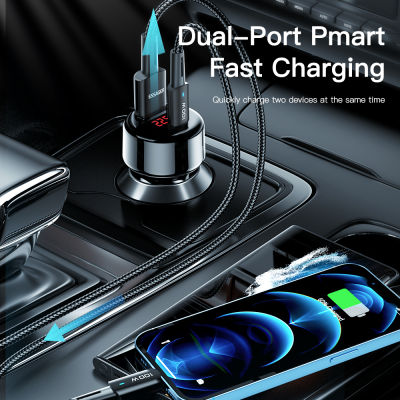 Essager65W USB Charger Car Charger Fast Charging QC4.0 3.0 USB C Charger สำหรับ Xiaomi Samsung จอแสดงผล LED Car Phone Charger