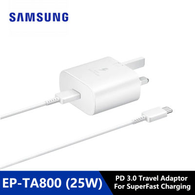 Samsung ดั้งเดิม25W Adaptor Traveling 5A ชาร์จเร็วสุดๆชนิด C PD 3.0ที่ชาร์จความเร็วสูง USB-C ปลั๊กสหราชอาณาจักรแบบอะแดปเตอร์สำหรับ Samsung Samsung Galaxy S23 S22 S20 S20พิเศษ + Note 20 Note10 5A ชุดชาร์จไฟเร็วสุดๆ