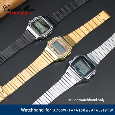 สายเหล็กสแตนเลส18มม. สำหรับ Casio นาฬิกาข้อมือนาฬิกาสีทองขนาดเล็ก AE-1200WGD-1A A168/159แกนแข็งสายรัดข้อมือสแตนเลส CarterFa