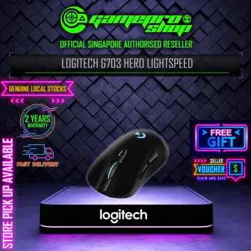 Logitech G703 Lightspeed Wireless Gaming Mouse Hero 25K Sensor Lightsync  RGB Lightweight 95G+10G Optional