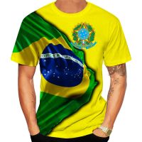 เสื้อยืดผู้ชายอายุหนึ่งร้อยปีของ Brasil เสื้อสวมหัวคอกลมใส่ฤดูร้อนเสื้อลำลองแขนยาวแฟชั่นแขนสั้นธงบราซิลไซส์ใหญ่พิเศษ