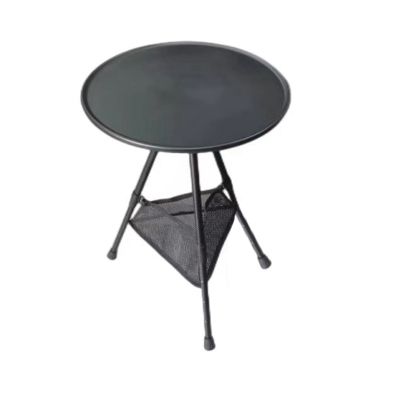 Folding Round Table Outdoor Three-Legged Dining Table Portable Alloy Coffee Table Hike Picnic Liftable Table Black