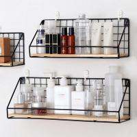 【CW】 Wooden amp;Iron Wall Shelf Holder Supplies Hanging Storage Cabinet Organizer for Home/ Bathroom/ Bowl