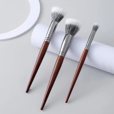 KOSMETYKI Multifunctional Wooden Handle Wool Stippling Brush Blush Concealer Highlight Mask Foundation Brush Beauty Tool Makeup Brushes Sets