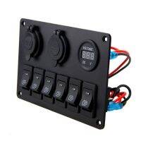 ✵❄✲ 12V 6 Buttons Waterproof Car Auto Boat Marine LED Rocker Switch Panel Circuit Breakers For Boat Rocker Switch Control Panel