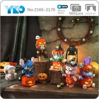 YKO Halloween Pumpkin Rabbit Cat Bear Wizard Vampire Ghost Animal 3D Mini Diamond Blocks Bricks Building Toy for Children no Box