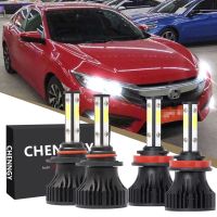 มาใหม่ล่าสุดสำหรับ2016-2018 Honda Civic-4Pc Combo ไฟหน้ารถมอเตอร์ไซค์แบบ LED หลอดไฟ High Beam