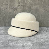 ? Western Style Short Brim Woolen Billycock Womens Autumn And Winter British Retro Peaked Cap Fashion All-Match Dome Equestrian Hat