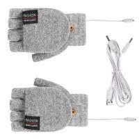 Heating Gloves Winter Heated Mitten Unisex Knitted Hands Electrical Warmer Chargeable USB Knitting Simulation Miss Half Finger