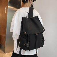 New Style Preppy Casual Schoolbag Male College Student Couple Backpack Korean Version ins Solid Color Leisure Travel Large-Capacity