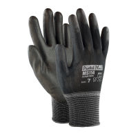 MS114 BLACK PU PALM COATED GLOVE (2 คู่) ถุงมือผ้าถักบางเฉียบ เคลือบพียูสีดำ