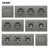 คุณภาพสูง EIOMR EU 16A เต้ารับสีเทากระแสสลับ110 ~ 220โวลต์เยอรมนีเต้าเสียบมาตรฐาน1/2/3สวิตช์ไฟบ้านปรับปรุงเต้ารับไฟฟ้า T11 Lcz39