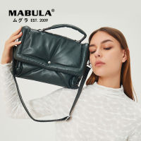 MABULA Winter Tote Satchels Handbags Feather Down Padded Leather Flap Crossbody for Women Fashion Pillow Purse Removable Strap