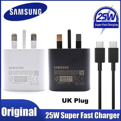 Original Samsung 25W Fast Charging Adapter UK Plug Charger Quick Type C Cable For Samsung Note 10 20 S20 Ultra S10 A50 A90 5G