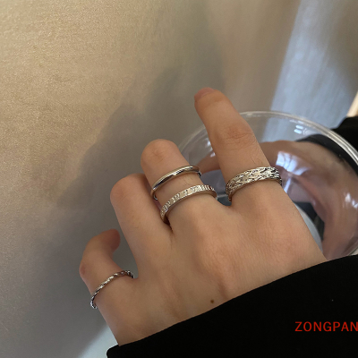 ZONGPAN 3ชิ้นแฟชั่นวินเทจพังค์แหวนใส่นิ้วปรับได้สีเงินย้อนยุคแหวนทันสมัยสำหรับผู้หญิงของขวัญเครื่องประดับ
