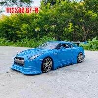 Maisto 1:24 2009 Nissan GT-R GTR โมเดลรถโลหะผสมสีฟ้ารถสปอร์ตตกแต่งรถจำลองของขวัญของสะสมแบบหล่อ