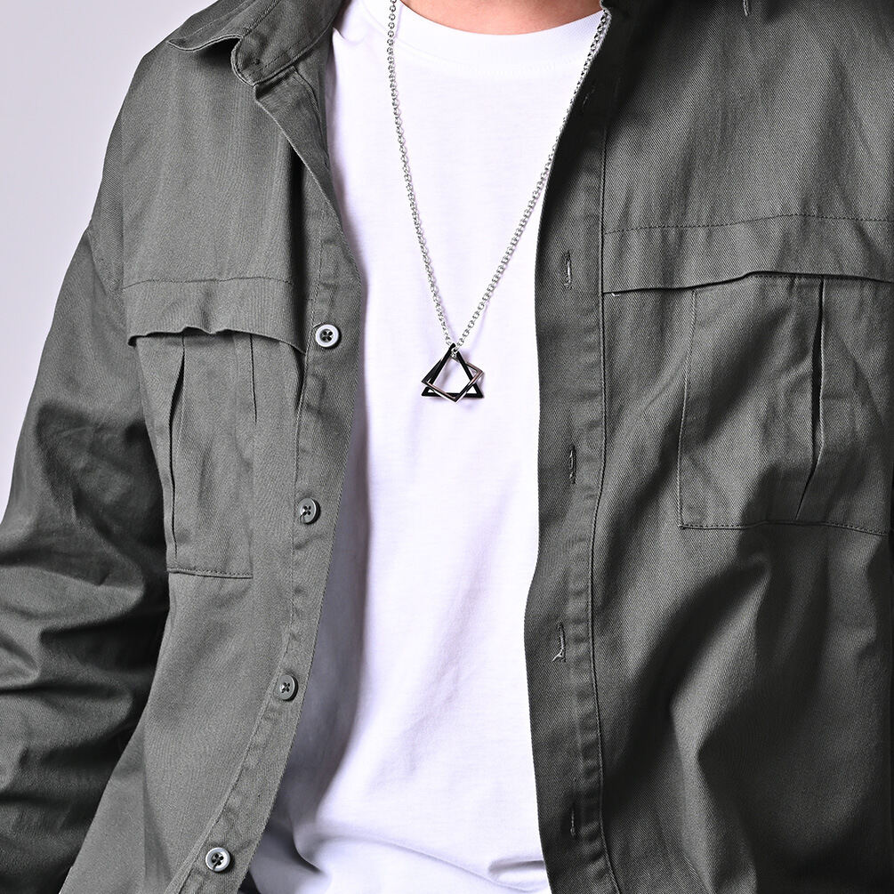 FASHION NINE Geometry Triangle Square Combination Necklace Hip Hop Men Women Couple Pendant