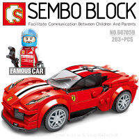 บล็อกตัวต่อรถแข่ง พร้อมมินิฟิกเกอร์ 1 ตัว SEMBO BLOCK 607059 จำนวน 203 ชิ้น