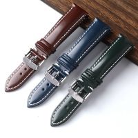 Suitable For Watch strap genuine leather cowhide watch high-end retro style 18 19 20 handmade bright accessories 21 22mm