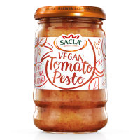 Sacla Vegan Tomato Pesto 190g แซคล่า ซอสเพสโต้ผสมมะเขือเทศสูตรมังสวิรัติ ขนาด 190 กรัม (4823)