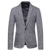 ZZOOI 2022 Autumn Spring Men Casual Suit Blazer High Quality Jacket Fashion Plaid Print Slim Fit Warm Blazer Coat Male Woolen Coat