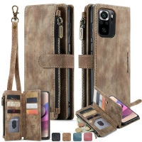 เคสโทรศัพท์ CaseMe กระเป๋าถือหนังแบบพับสุดหรูสำหรับ XiaoMi RedMi Note 10S 9S 9 Pro Max กระเป๋าสตางค์แบบมีซิปฝาปิดมีช่องใส่บัตร Etui snjspk