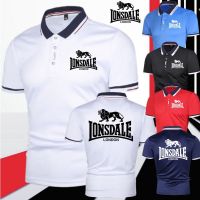 แฟชั่นคลาสสิก Lonsdale ชายเสื้อโปโลผ้าไหมสีทึบคอเสื้อโปโลแขนสั้นเสื้อกอล์ฟซี่โครงฤดูร้อน