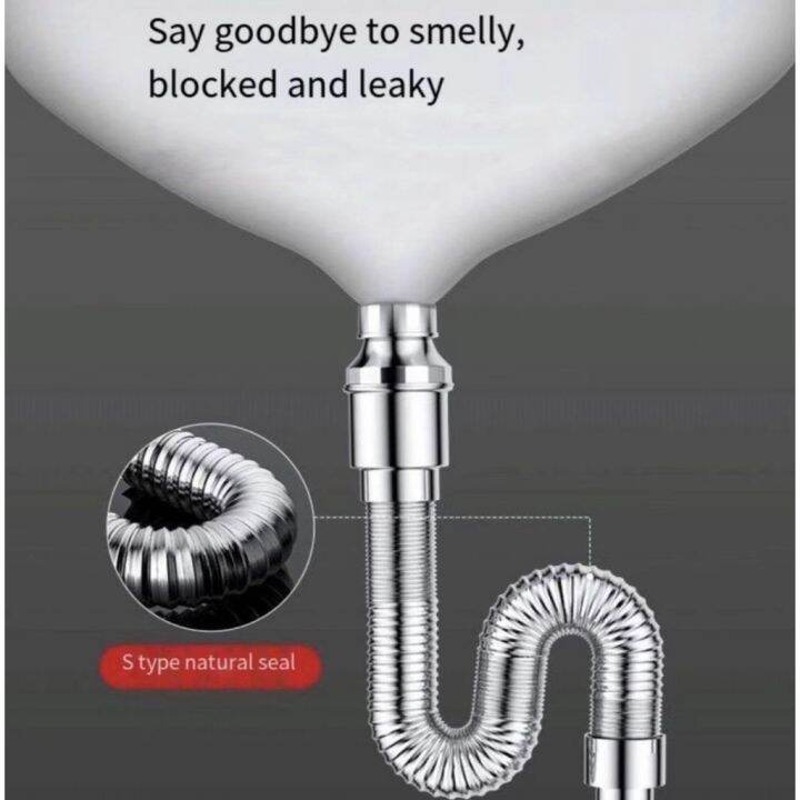 Flexible Sink Drain Pipe Kit Tube Kitchen Basin Fitting Sewer Drainage